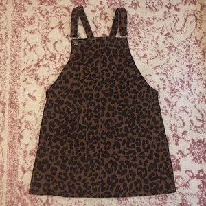 Leopard print skirt overalls